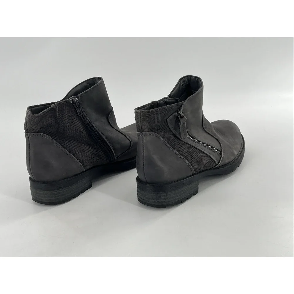 Earth Womens Leather Ankle Boots Gray Plaid Tweed Block Heel Zip 11 B‎ Jordan